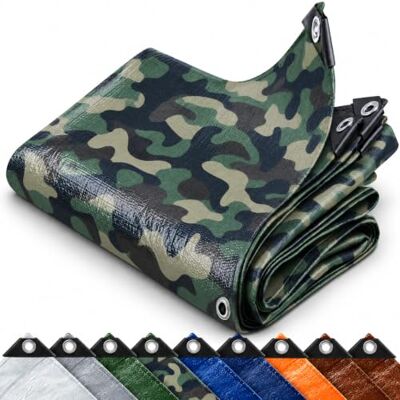 KARAT Bâche de protection Bâche imperméable, résistante à la déchirure Bâche avec œillets inoxydables Couverture extérieure pour le travail Densité épaisse 100 g/m², Camouflage 2x3 m KARAT Bâche de protection Bâche imperméable, résistante à la déchirure Bâche avec œillets inoxydables Couverture extérieure pour le travail Densité épaisse 100 g/m², Camouflage 2x3 m