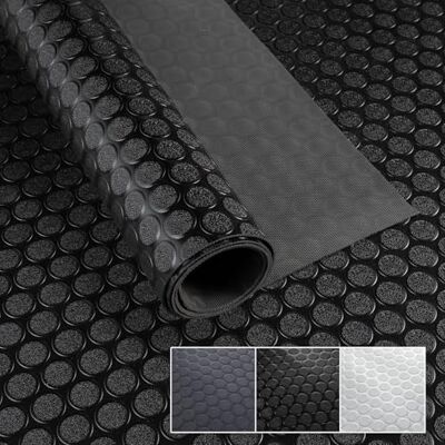 ANRO Revêtement de sol en PVC au mètre 1,5 mm d'épaisseur Sans odeur Tapis en tôle ondulée à picots Motif à carreaux Dionis Antidérapant Noir 180 x 100 cm ANRO Revêtement de sol en PVC au mètre 1,5 mm d'épaisseur Sans odeur Tapis en tôle ondulée à picots Motif à carreaux Dionis Antidérapant Noir 180 x 100 cm
