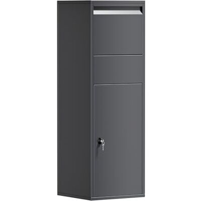 WilTec Boîte à colis verrouillable gris anthracite 460 x 450 x 1400 mm, Boîte aux lettres sur pied, pour colis Taille S et L, Usage domestique courrier WilTec Boîte à colis verrouillable gris anthracite 460 x 450 x 1400 mm, Boîte aux lettres sur pied, pour colis Taille S et L, Usage domestique courrier