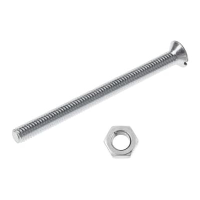 Merriway BH04307 Lot de 20 vis à métaux à tête fraisée fendue avec écrous, M4 x 50 mm Plaqué zinc brillant Merriway BH04307 Lot de 20 vis à métaux à tête fraisée fendue avec écrous, M4 x 50 mm Plaqué zinc brillant