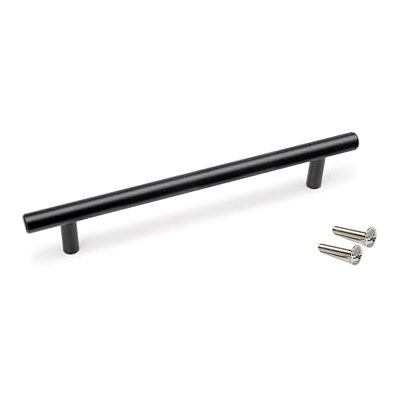 Emuca Poignée pour meubles, L210mm, entraxe 160mm, Acier, Peint en noir Emuca Poignée pour meubles, L210mm, entraxe 160mm, Acier, Peint en noir