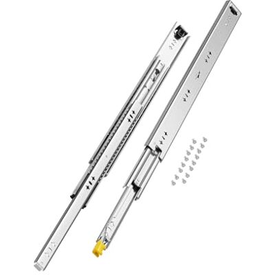 VEVOR 1 paire de glissières de tiroir robustes de 61 cm – Capacité de charge de 113,4 kg – Roulement à billes à montage latéral – Extension complète en 3 plis VEVOR 1 paire de glissières de tiroir robustes de 61 cm – Capacité de charge de 113,4 kg – Roulement à billes à montage latéral – Extension complète en 3 plis