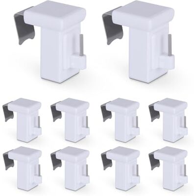 Bestlivings Lot de 10 attaches à pince "Blanc" pour tringles à rideaux/barres de fenêtre Épaisseur du cadre : 10-27 mm Attache à pince décorative Crochets universels pour la décoration des Bestlivings Lot de 10 attaches à pince "Blanc" pour tringles à rideaux/barres de fenêtre Épaisseur du cadre : 10-27 mm Attache à pince décorative Crochets universels pour la décoration des