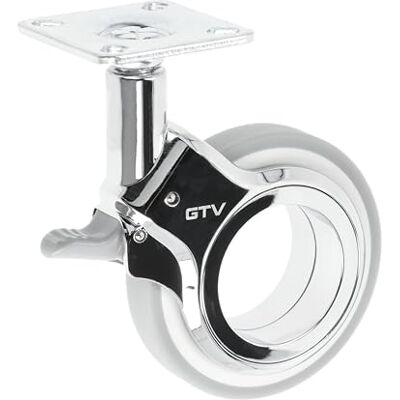 GTV Gira Roulettes pivotantes pour meubles avec frein Diamètre 75 mm En plastique et acier Chromé Gris mat GTV Gira Roulettes pivotantes pour meubles avec frein Diamètre 75 mm En plastique et acier Chromé Gris mat