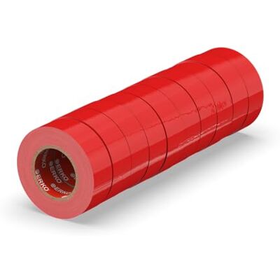 ERKO 10 unités de ruban d'isolation électrique rouge 15 mm x 10 m, pour isoler les conduits, les câbles électriques on et pour le marquage des fils et des faisceaux pour la tension de 6kV. ERKO 10 unités de ruban d'isolation électrique rouge 15 mm x 10 m, pour isoler les conduits, les câbles électriques on et pour le marquage des fils et des faisceaux pour la tension de 6kV.