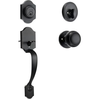 VEVOR Poignée de porte d'entrée avec serrure de porte rosace avec bouton intérieur réversible droite-gauche Espace entre les trous réglable pour chambre, salle de bain, salon Noir VEVOR Poignée de porte d'entrée avec serrure de porte rosace avec bouton intérieur réversible droite-gauche Espace entre les trous réglable pour chambre, salle de bain, salon Noir