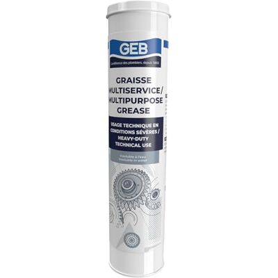 GEB Graisse multiservice. Graissage Techniques d'organes soumis à des conditions sévères de Travail : Hautes températures, Vitesse… Cartouche 400 g GEB Graisse multiservice. Graissage Techniques d'organes soumis à des conditions sévères de Travail : Hautes températures, Vitesse… Cartouche 400 g