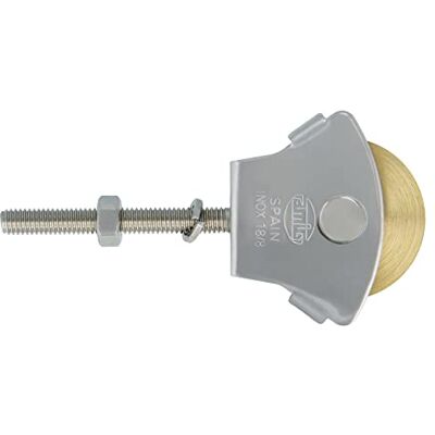 Amig – Poulie – Poulie pour étendoir à linge – Avec galet en laiton, vis de fixation incluse, sans guides – Ø 39 mm / M6 x 50 mm – Acier inoxydable 18/8 – Finition naturelle Amig – Poulie – Poulie pour étendoir à linge – Avec galet en laiton, vis de fixation incluse, sans guides – Ø 39 mm / M6 x 50 mm – Acier inoxydable 18/8 – Finition naturelle