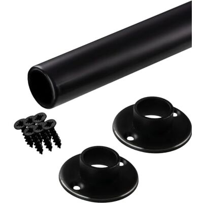 Gedotec Tringle à vêtements murale ronde 1 lot de 2 supports de tringle de placard noir mat Pole Tube de meuble en acier Longueur : 1200 mm Diamètre : 25 mm Charge maximale : 60 kg Gedotec Tringle à vêtements murale ronde 1 lot de 2 supports de tringle de placard noir mat Pole Tube de meuble en acier Longueur : 1200 mm Diamètre : 25 mm Charge maximale : 60 kg