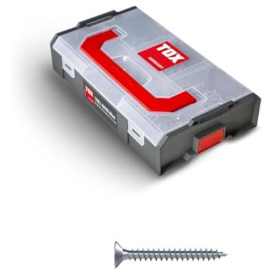 TOX L-BOXX Mini vis pour panneaux d'aggloméré 3 + 3,5 mm assortiment TX, adaptable individuellement, encliquetable entre elles, y compris vis à bois avec entraînement TX, 700 pcs., 094903206 TOX L-BOXX Mini vis pour panneaux d'aggloméré 3 + 3,5 mm assortiment TX, adaptable individuellement, encliquetable entre elles, y compris vis à bois avec entraînement TX, 700 pcs., 094903206