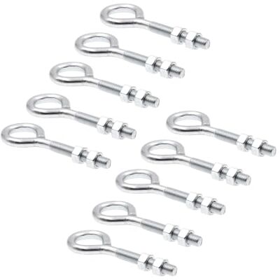 PRiME 9066972 Lot de 10 boulons à œil avec écrou 1/2"-13 x 15,2 cm Acier zingué 15,2 cm PRiME 9066972 Lot de 10 boulons à œil avec écrou 1/2"-13 x 15,2 cm Acier zingué 15,2 cm