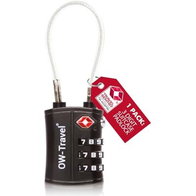 OW-Travel Cadenas Valise Avion, Cadenas TSA à Câble 3 Chiffres Noir 1 Pc Cadenas TSA valise avion pour bagages, casiers, sacs à dos, camping, serrure valise à combinaison pour voyages avion et USA OW-Travel Cadenas Valise Avion, Cadenas TSA à Câble 3 Chiffres Noir 1 Pc Cadenas TSA valise avion pour bagages, casiers, sacs à dos, camping, serrure valise à combinaison pour voyages avion et USA