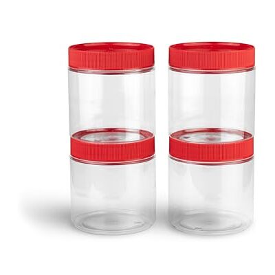 TOX Boîte ronde 500 ml avec bouchon à vis robuste, en plastique (PET), utilisation polyvalente dans l'atelier, le bureau et les loisirs, 4 pièces, 094900906 TOX Boîte ronde 500 ml avec bouchon à vis robuste, en plastique (PET), utilisation polyvalente dans l'atelier, le bureau et les loisirs, 4 pièces, 094900906