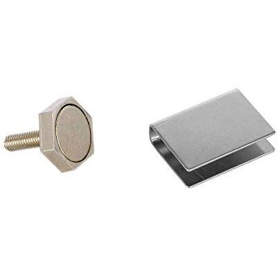 Eliga Aimant de porte 22 mm avec plaque adhésive en U pour portes en verre de 8 mm Eliga Aimant de porte 22 mm avec plaque adhésive en U pour portes en verre de 8 mm