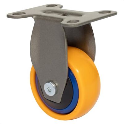 WAGNER Design 01245001 Roulette fixe 3C pour appareil ou meuble Jaune/bleue, surface de roulement souple, diamètre 50 mm, hauteur 75 mm, plaque de fixation 50 x 60 mm, capacité de charge 50 kg WAGNER Design 01245001 Roulette fixe 3C pour appareil ou meuble Jaune/bleue, surface de roulement souple, diamètre 50 mm, hauteur 75 mm, plaque de fixation 50 x 60 mm, capacité de charge 50 kg
