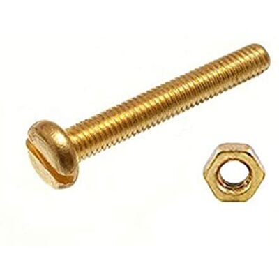 Merriway BH03537 Lot de 10 vis à métaux à tête cylindrique fendue avec écrous, M3 x 20 mm (1/8" x 3/4") – Laiton 20 mm Merriway BH03537 Lot de 10 vis à métaux à tête cylindrique fendue avec écrous, M3 x 20 mm (1/8" x 3/4") – Laiton 20 mm