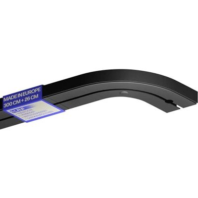 Bestlivings Rail à rideau noir (300 cm/1 voie) avec 2 rails de rideau arrondis, kit complet avec accessoires (kit de fixation, couvercle latéral, roulettes de rideau) Bestlivings Rail à rideau noir (300 cm/1 voie) avec 2 rails de rideau arrondis, kit complet avec accessoires (kit de fixation, couvercle latéral, roulettes de rideau)