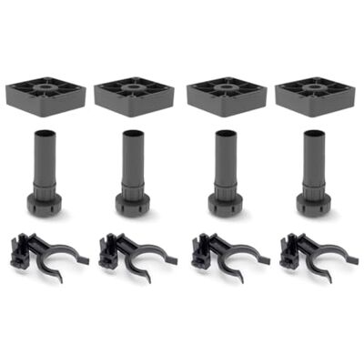 Emuca Pieds pour meubles, pied de meuble en plastique noir avec accessoires, Lot de 4 pieds réglables de hauteur 150mm Emuca Pieds pour meubles, pied de meuble en plastique noir avec accessoires, Lot de 4 pieds réglables de hauteur 150mm