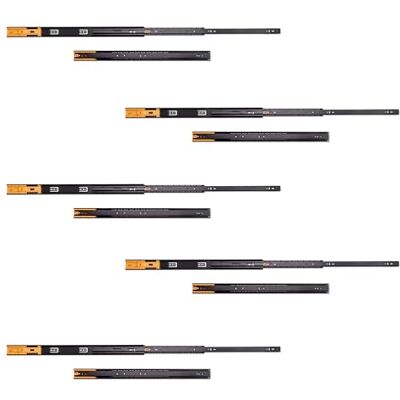 Emuca Pair de coulisses pour tiroirs, à billes, 45mmx600mm, sortie totale, fermeture amortie, Noir, 5 pcs. Emuca Pair de coulisses pour tiroirs, à billes, 45mmx600mm, sortie totale, fermeture amortie, Noir, 5 pcs.