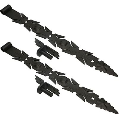 KOTARBAU ® Lot de 2 charnières de portail en fer forgé avec gonds 600 mm En acier inoxydable Revêtement par pulvérisation KOTARBAU ® Lot de 2 charnières de portail en fer forgé avec gonds 600 mm En acier inoxydable Revêtement par pulvérisation