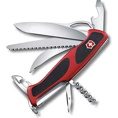 Victorinox Taschenmesser Ranger Grip 57 Hunter (13 Funktionen, Einhand-Feststellklinge, Holzsäge, Waidklinge) rot/schwarz Victorinox Taschenmesser Ranger Grip 57 Hunter (13 Funktionen, Einhand-Feststellklinge, Holzsäge, Waidklinge) rot/schwarz