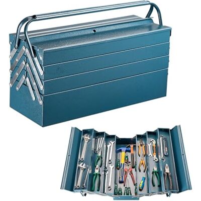 WilTec Boite à outils vide 530x200x250 mm en Acier avec 7 Compartiments Caisse pour outils avec Poignée WilTec Boite à outils vide 530x200x250 mm en Acier avec 7 Compartiments Caisse pour outils avec Poignée