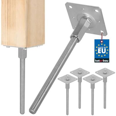 KOTARBAU ® Lot de 4 supports de poteau réglables en hauteur 110 x 330 mm en acier galvanisé Ancrage au sol Support de poteau stable Ancrage en acier réglable verticalement pour tonnelles de KOTARBAU ® Lot de 4 supports de poteau réglables en hauteur 110 x 330 mm en acier galvanisé Ancrage au sol Support de poteau stable Ancrage en acier réglable verticalement pour tonnelles de