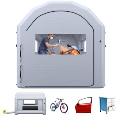 VEVOR Cabine de peinture gonflable 4 x 3 x 2,75 m portable avec souffleur 750 W, tente de pulvérisation gonflable, système de ventilation, accessoires de piquets, sacs de sable, pour vélos, motos VEVOR Cabine de peinture gonflable 4 x 3 x 2,75 m portable avec souffleur 750 W, tente de pulvérisation gonflable, système de ventilation, accessoires de piquets, sacs de sable, pour vélos, motos