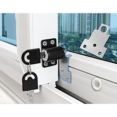 MOTT Entrebâilleur de fenêtre coulissante, serrure de fenêtre à charnière, serrure de porte, loquet en alliage d'aluminium avec clés, serrure de portail robuste, serrure de terrasse coulissante, sécurité MOTT Entrebâilleur de fenêtre coulissante, serrure de fenêtre à charnière, serrure de porte, loquet en alliage d'aluminium avec clés, serrure de portail robuste, serrure de terrasse coulissante, sécurité