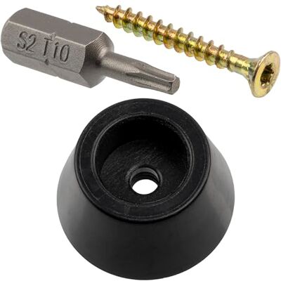 AERZETIX Kit de 4 patins de meubles ronds Ø20x11 mm en plastique noir + 4 vis à bois Ø3x25 mm + 1 embout de vissage étoile 1/4 T10 pour étagère commode canapé table basse AERZETIX Kit de 4 patins de meubles ronds Ø20x11 mm en plastique noir + 4 vis à bois Ø3x25 mm + 1 embout de vissage étoile 1/4 T10 pour étagère commode canapé table basse