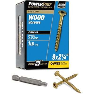 Power Pro 48598 Lot de 113 vis à bois, 22,9 x 6,3 cm, vis de terrasse d'extérieur de qualité supérieure, résistantes à la rouille, bronze avec revêtement époxy et boîte de 0,5 kg Power Pro 48598 Lot de 113 vis à bois, 22,9 x 6,3 cm, vis de terrasse d'extérieur de qualité supérieure, résistantes à la rouille, bronze avec revêtement époxy et boîte de 0,5 kg