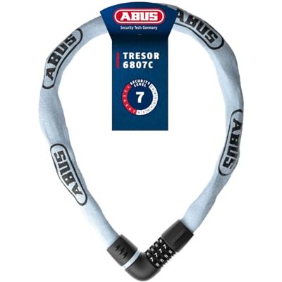 ABUS Cadenas à chaîne Tresor 6807C Cadenas à combinaison avec goupille à 360°, chaîne en acier de 7 mm d'épaisseur, code à 4 chiffres Antivol pour vélo avec Longueur 110 cm, bleu ABUS Cadenas à chaîne Tresor 6807C Cadenas à combinaison avec goupille à 360°, chaîne en acier de 7 mm d'épaisseur, code à 4 chiffres Antivol pour vélo avec Longueur 110 cm, bleu