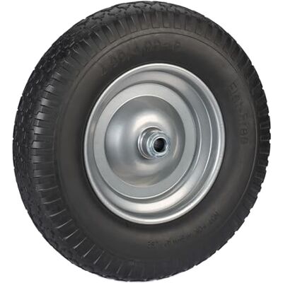 Relaxdays Roue de brouette 4.00-8, en caoutchouc plein, jante en acier, roue de rechange anti-crevaison, charge maximale 100 kg, noir/gris Relaxdays Roue de brouette 4.00-8, en caoutchouc plein, jante en acier, roue de rechange anti-crevaison, charge maximale 100 kg, noir/gris