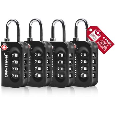 OW-Travel Cadenas Valise Avion, Cadenas TSA Code 4 Chiffres Antivol Bagages Cadenas TSA valise avion pour bagages, casiers, sacs à dos, camping, serrure valise à combinaison pour voyages avion et USA OW-Travel Cadenas Valise Avion, Cadenas TSA Code 4 Chiffres Antivol Bagages Cadenas TSA valise avion pour bagages, casiers, sacs à dos, camping, serrure valise à combinaison pour voyages avion et USA
