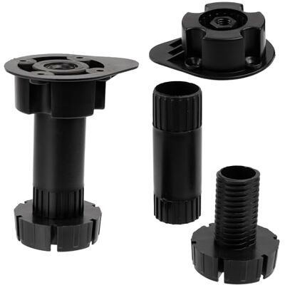 AERZETIX C74766 Lot de 4 pieds pour meuble réglable Ø58 mm hauteur 100-120 mm en plastique noir AERZETIX C74766 Lot de 4 pieds pour meuble réglable Ø58 mm hauteur 100-120 mm en plastique noir