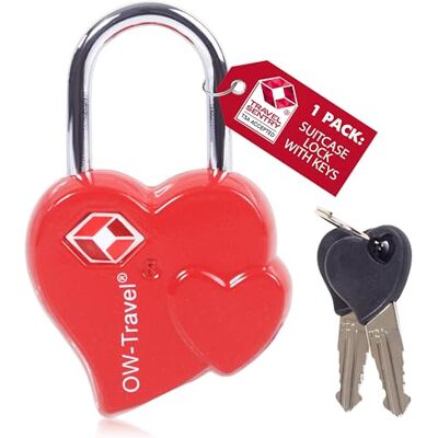 OW-Travel Cadenas Coeur St Valentin Clé TSA pour valise.Mini cadenas coeur rouge TSA Antivol pour Bagages Casier rangement Tente Camping.TSA bagages cadenas USA.Verrou TSA a cle valise TSA007 OW-Travel Cadenas Coeur St Valentin Clé TSA pour valise.Mini cadenas coeur rouge TSA Antivol pour Bagages Casier rangement Tente Camping.TSA bagages cadenas USA.Verrou TSA a cle valise TSA007