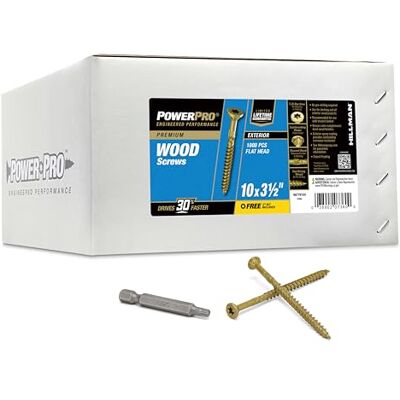 Power Pro 967781 Lot de 1000 vis à bois, 25,4 x 8,9 cm, vis d'extérieur de qualité supérieure, résistantes à la rouille, bronze avec revêtement époxy Power Pro 967781 Lot de 1000 vis à bois, 25,4 x 8,9 cm, vis d'extérieur de qualité supérieure, résistantes à la rouille, bronze avec revêtement époxy