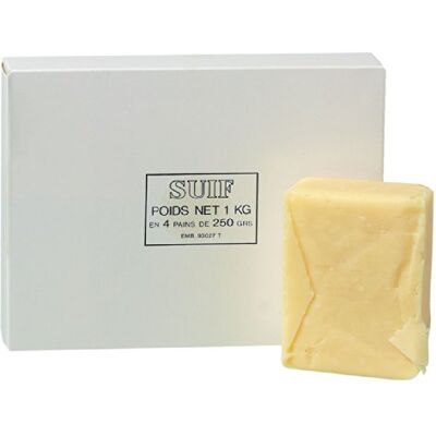 GEB Suif industriel Graisse d'origine animale pour le lissage des brasures et lubrifications dans l'industrie Paquet de 1 kg (4 pains de 250 g) GEB Suif industriel Graisse d'origine animale pour le lissage des brasures et lubrifications dans l'industrie Paquet de 1 kg (4 pains de 250 g)