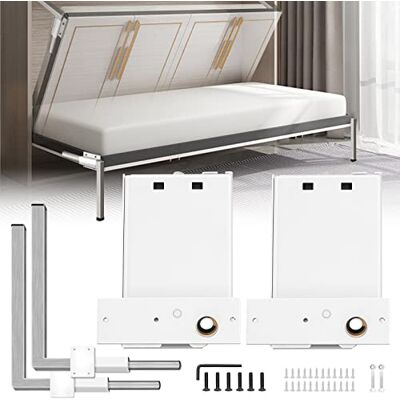 VEVOR Kit de mécanisme de montage mural à ressort, capacité de charge résistante de 250 kg, kit de bricolage, support de lit pour lit Murphy de 0,9 à 1,2 m, lit queen horizontal, blanc VEVOR Kit de mécanisme de montage mural à ressort, capacité de charge résistante de 250 kg, kit de bricolage, support de lit pour lit Murphy de 0,9 à 1,2 m, lit queen horizontal, blanc