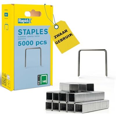 Rapid tackernieten No. 140, 10 mm, vlakdraadnieten 5.000 stuks Gegalvaniseerd staal met breder oplegvlak; precieze aansnijding; voor folie, isolatie en hout; No. 140 (G / 11 / T50) Rapid tackernieten No. 140, 10 mm, vlakdraadnieten 5.000 stuks Gegalvaniseerd staal met breder oplegvlak; precieze aansnijding; voor folie, isolatie en hout; No. 140 (G / 11 / T50)