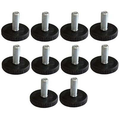 AERZETIX : Pieds vérin de Meuble réglable Ajustable Noir M8 à Visser Ø32 H28mm C42478 (10 pièces) AERZETIX : Pieds vérin de Meuble réglable Ajustable Noir M8 à Visser Ø32 H28mm C42478 (10 pièces)