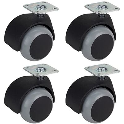 Dörner + Helmer Lot de 4 roulettes doubles 50 mm avec roue en TPE et plaque Charge maximale 120 kg Dörner + Helmer Lot de 4 roulettes doubles 50 mm avec roue en TPE et plaque Charge maximale 120 kg