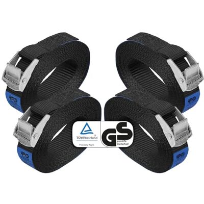 BB Sport Sangle d'Arrimage à Griffe Noir Serrage 250 kg 4 pièces 2,5cmx2,5m sangle d'arrimage Sangle de fixation Noir charge maximale 250 kg DIN EN 12195-2 BB Sport Sangle d'Arrimage à Griffe Noir Serrage 250 kg 4 pièces 2,5cmx2,5m sangle d'arrimage Sangle de fixation Noir charge maximale 250 kg DIN EN 12195-2