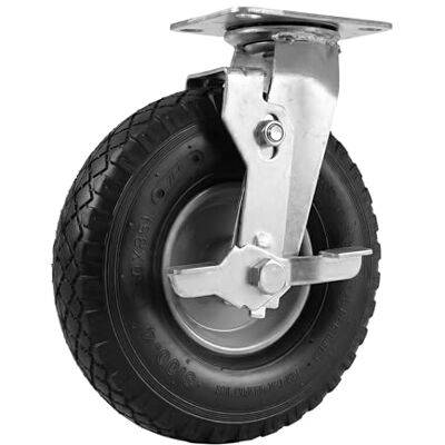 Relaxdays Roulette pivotante avec frein, 3.00-4, 260x85 mm, noir/argent 120 kg, pneumatique caoutchouc/acier Relaxdays Roulette pivotante avec frein, 3.00-4, 260x85 mm, noir/argent 120 kg, pneumatique caoutchouc/acier