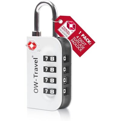 OW-Travel Cadenas Valise Avion, Cadenas TSA Code 4 Chiffres Antivol Bagages Cadenas TSA valise avion pour bagages, casiers, sacs à dos, camping, serrure valise à combinaison pour voyages avion et USA OW-Travel Cadenas Valise Avion, Cadenas TSA Code 4 Chiffres Antivol Bagages Cadenas TSA valise avion pour bagages, casiers, sacs à dos, camping, serrure valise à combinaison pour voyages avion et USA