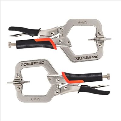 POWERTEC 71641 Lot de 2 colliers de serrage pour le travail du bois avec poignée ergonomique et coussinets pivotants 5,1 cm POWERTEC 71641 Lot de 2 colliers de serrage pour le travail du bois avec poignée ergonomique et coussinets pivotants 5,1 cm