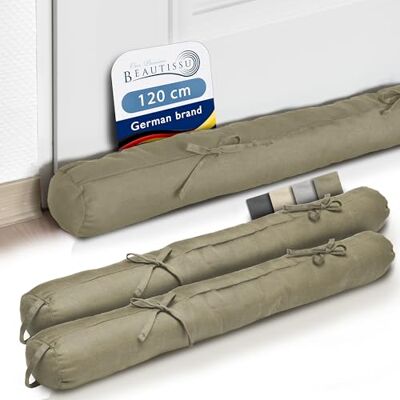 Beautissu 2x Boudin Bas de Porte 120 cm Taupe – Bas de Porte Isolant Anti Froid & Anti Bruit 120x10 cm – Boudin de Fenêtre avec Passant pour Porte, Fenêtre et Porte de Jardin – Viento Beautissu 2x Boudin Bas de Porte 120 cm Taupe – Bas de Porte Isolant Anti Froid & Anti Bruit 120x10 cm – Boudin de Fenêtre avec Passant pour Porte, Fenêtre et Porte de Jardin – Viento