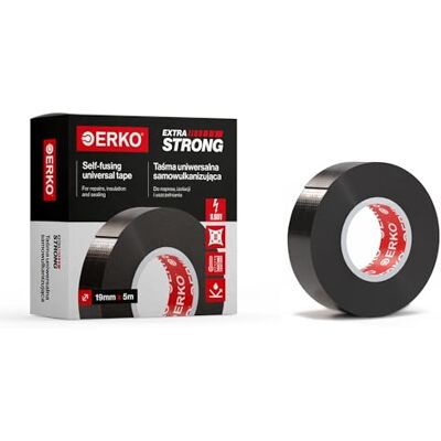 ERKO Ruban isolant auto-soudant universel 5 m x 19 mm x 0,76 mm noir, ruban adhésif de réparation pour tuyaux, câbles, outils, joints sanitaires, ruban isolant élastique en caoutchouc ERKO Ruban isolant auto-soudant universel 5 m x 19 mm x 0,76 mm noir, ruban adhésif de réparation pour tuyaux, câbles, outils, joints sanitaires, ruban isolant élastique en caoutchouc