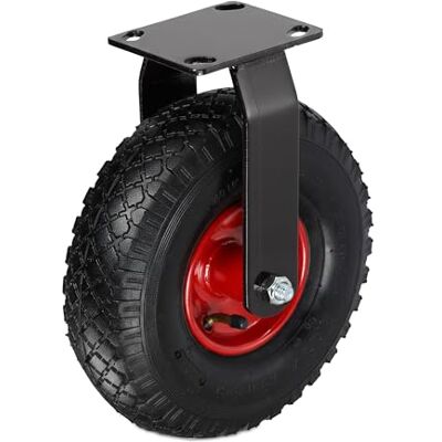 Relaxdays Roulette fixe 3.00-4 Charge maximale : 120 kg En caoutchouc Plaque en acier Pneus gonflables Pour charges lourdes Noir/rouge Relaxdays Roulette fixe 3.00-4 Charge maximale : 120 kg En caoutchouc Plaque en acier Pneus gonflables Pour charges lourdes Noir/rouge