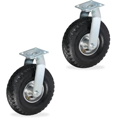 Relaxdays Roue pneumatique 3.00-4 Charge lourde Lot de 2 Plaque en acier Jusqu'à 240 kg Roue de transport Noir-ziler Relaxdays Roue pneumatique 3.00-4 Charge lourde Lot de 2 Plaque en acier Jusqu'à 240 kg Roue de transport Noir-ziler